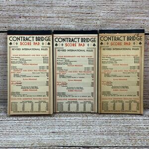 Vintage Contract Bridge Score Pads Lot of 3 Revised‎ International Rules